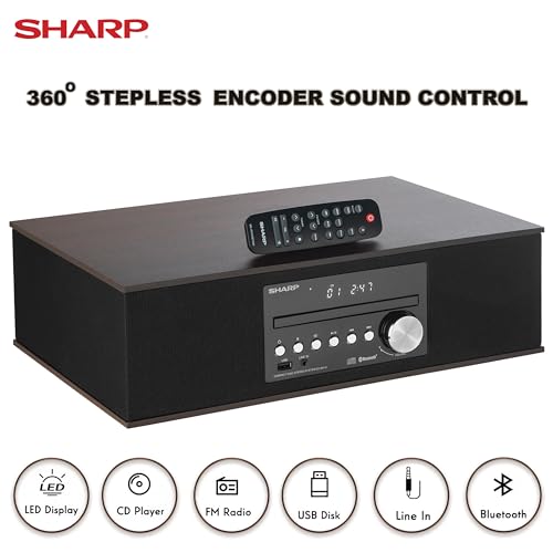 Sharp CD-BH10 Vintage Style Retro Look Micro Component Wireless Bluetooth Audio Streaming & Cd Player Wood Speaker System thumb #5