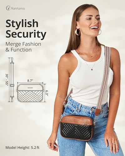 Image of Vantamo Premium Quilted Crossbody Bags for Women with Anti-Pickpocket Clip, Vegan Leather Handbags, Travel Purses for Women