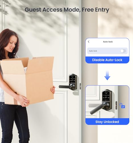 Veise VE019 Fingerprint Smart Lever Lock - APP Control, Keypad Door Lock with Handle, Keyless Entry for Front Door and Bedroom, Electronic Digital Knob, Remote Grant, IP55 Weatherproof, Matte Black thumbnail 7