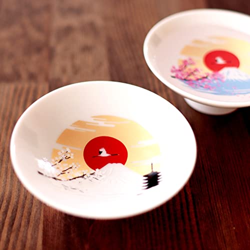 Mt. Fuji Color Changing Glass Cups (Pair) Magical Blooming Multi-Purpose Glasses Where Cherry Blossoms And Mt. Fuji Appear And Color When You Pour A Cold Drink #TOP2