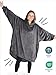 Bare Home Microplush Wearable Blanket with Side Pockets - Soft and Plush - Warm and Cozy - Adult & Kid Sizes (Adult, Forged Iron Grey)