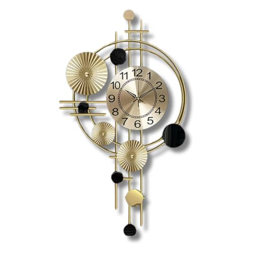 Image of Aesthetic Room Decor Antique Metal Wall Clock for Bedroom & Living Room | Decorative Hanging Wall Watch for Home, Office & Hall | Luxury Designer Wall Decor Items | 32 x 20 inch
