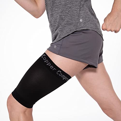 Copper Compression Hamstring Support Sleeve - Copper Infused Anti Slip Thigh Support For Sore Hamstring, Groin, Quad, Muscle Sprains, Tendinitis, Workouts, Sciatica Pain & Sports Recovery. Fit For Men & Women - Xl #TOP5