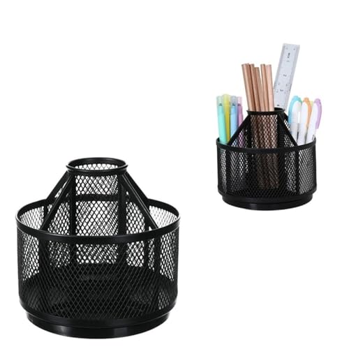 Porte-stylos multifonctions en métal pot à crayon noir rangement bureau maison - 4