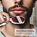 Ergonomic Soft Beard Brush for Men, Striped Handle Comfortable Grip, Ideal for Barber Shop Use
