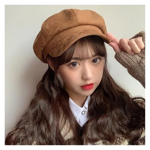 Retro Korean Style Berets Hat Keep Warm British Suede Octagonal Hat JK Y2k Newsboy Cap Girls3