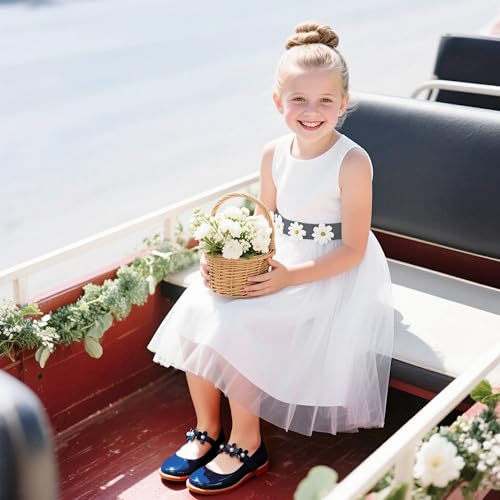 Image of Kiderence Toddler Girl Mary Jane School Uniform Dress Shoes Oxford Flats | Wide Toe Box Great Comfort for Student Shoe and Flower Girl Shoe for Wedding, Parties, Church