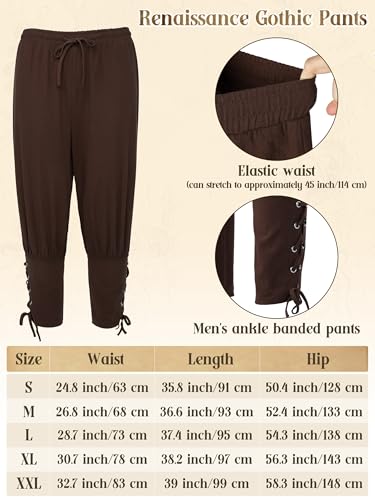 Somsoc UA6560 9 Piece Halloween Men'S Renaissance Viking Costume Set Medieval Shirt Pants Vest Scarf Bracer Belt Pouch Shoulder Cape thumb #2