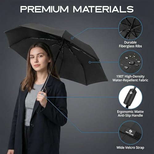 Image of Liberty Imports 3 Pack Windproof Travel Rain Umbrellas - Compact, Light, Automatic, Strong and Portable - for Men and Women