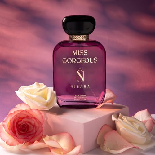 Nisara Miss Gorgeous Perfume For Woman 100 ml | Long Lasting Eau De Parfum | Floral-Fruity-Green Fragrance | With Pear,Bergamot,Rose,Cedarwood,Musk,Amber,Vanilla | EDP Scent spray for Woman | Premium Perfume For Her