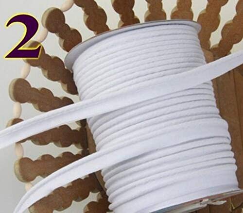 Vovolo Premium Quality 50Yards Crafts Maxi Piping Trim, 1/2" Inches Wide Single Fold Bias Tape, Welting Cord, Cotton Polyester Mixed For Sewing, Trimming, Upholstery (2-White) #TOP1