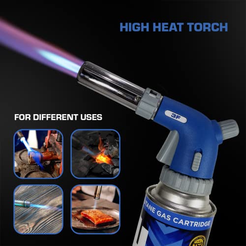 3F Multi Purpose Torch + 4 Butane Canisters, Cooking Torch, Culinary Torch, Baking, Searing, Campfires, Charcoal Grills And Camping #TOP5