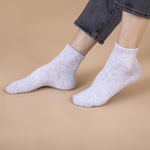 Mid-Calf Socks for Men Women, Anti-Slip Crew Socks for Daily Wear, Running, and Sports, Reinforced Heel and Toe, 3 Pack2