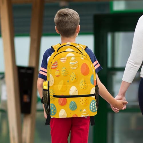 Sac à dos d'école jaune œufs de Pâques avec trousse assortie pour élèves