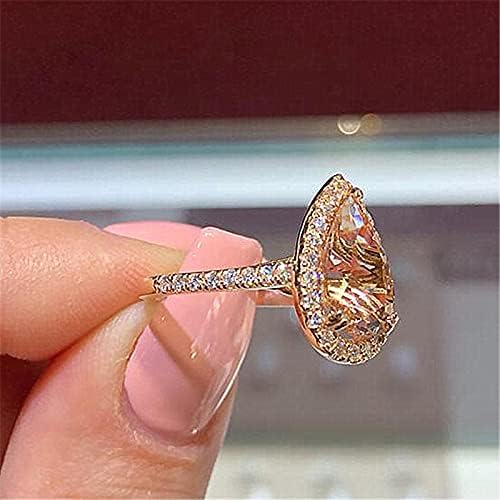 Classic 18K Rose Gold Plated Ring with Champagne Diamond Fashion and Elegant Water Drop Pear Shape Ring 925 Engagement Wedding Ring CZC005 - Image 3