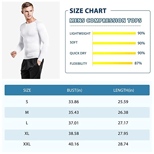 TERODACO Base Layer Mens Long Sleeve Soft Gym T Shirts Men UPF 50+ Moisture Wicking Compression Tops for Men Running Sports Cycling Top,Breathable Quick Dry Stretchy 323 White XXL - Image 7