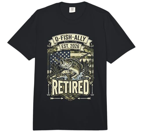 Fisherman Retirement O'fishally Retired 2026 Fishing US Flag Comfort Colors Adult Heavyweight T-Shirt