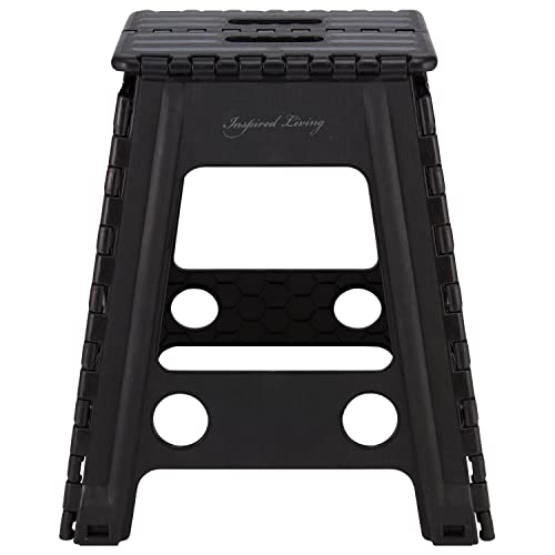 Inspired Living 18" Step Stool, Folding Step Stools For Adults, Plastic Foldable Step Stools Kids, Holds Up To 330 Lbs, Collapsible Folding Stool For Kitchen, Bathroom, Bedroom #TOP1