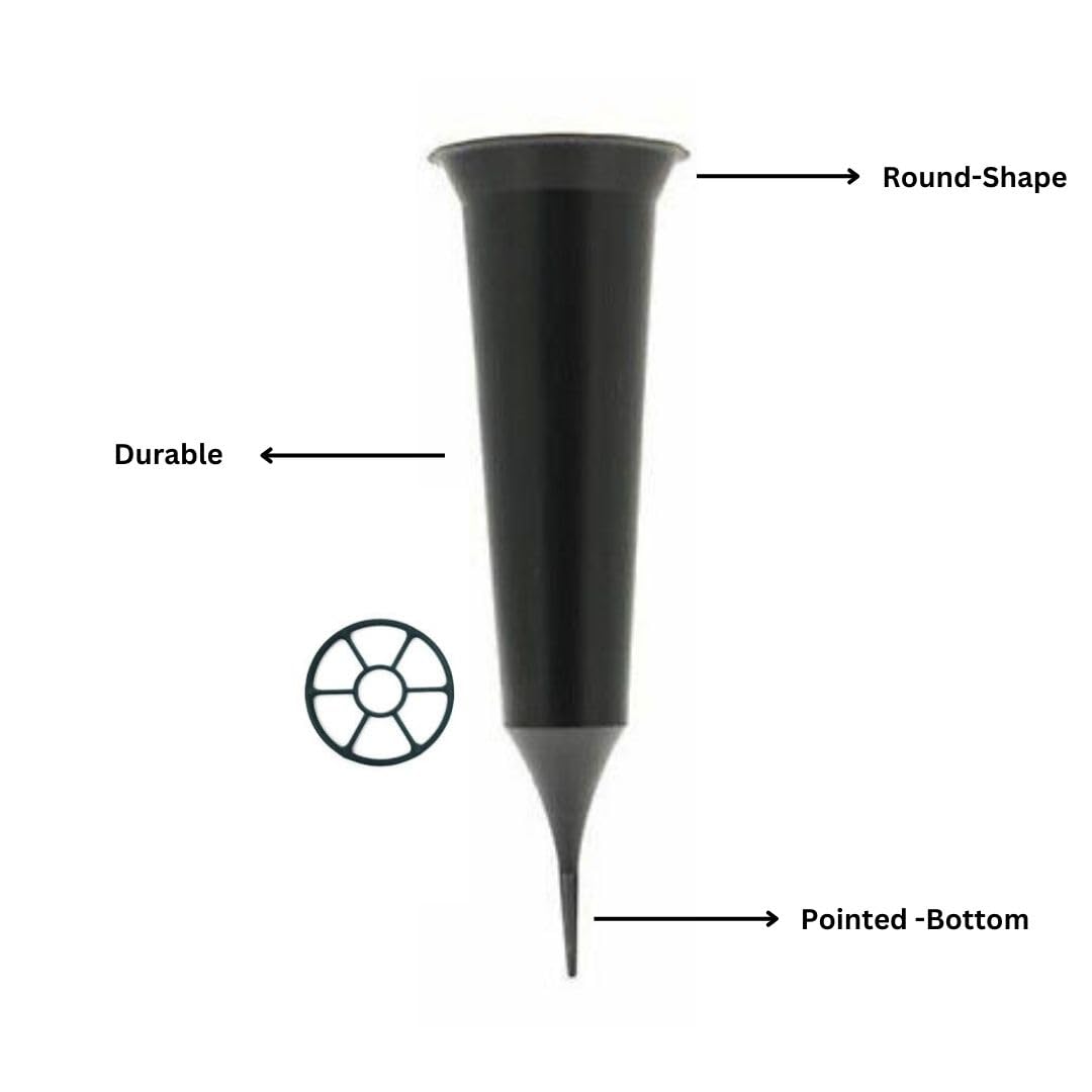 Daisy Dreams Set of 2 Black plain Spikes Memorial Grave Flower Vases-Strong Grave Flower Pots - Image 4