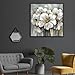 Living Room Flowers Canvas Wall Art White Floral with Gold Decorations and Black Frame Painting for Gray Home Berthroom Decor Framed 30