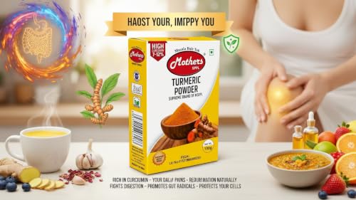 Image of MOTHERS SPPL Turmeric Powder 100gm Pure, Fine-Ground Haldi with Bright Natural Yellow Colour & Rich Aroma Essential Haldi Powder for Everyday Indian Cooking