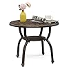 VINGLI 22 Cast Aluminum Outdoor Side Table All Weather Patio SideTable Outdoor End Table for PatioGardenBalconyDeck Bronze Round