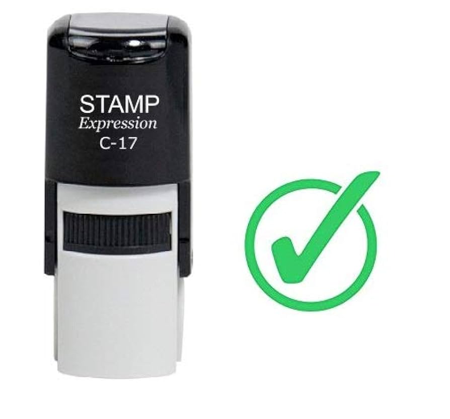 Checked Check Mark Teacher School Self-Inking Rubber Stamp Ink Stamper For Stamping Crafting Planners - 3/4 Inch Small - Blue Ink