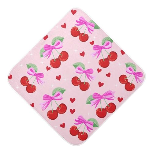 Kigai Baby Hooded Towel Absorbent Baby Bath Shower Towel with Hood for Newborn Boys Girls Babies Infant Toddler (Cherries 30 x 30 in)