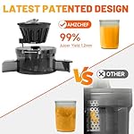 Cold Press Juicer, Slow Juicer Machine Easy to Clean, Self-Feeding Masticating Juicer with Large Feed Chute for Whole Fruits and Vegetables, High Juice Yield, Gray - Image 4