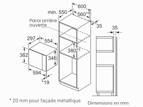 Micro-Ondes Intégré Bosch Serie 6 BFL524MS0 – 20L 800W Acier Inoxydable - vue 10
