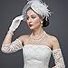 Xinjoduz 1 Pair White Satin Gloves Women Formal White Lace Gloves for Tea Party Wedding Bridal, Elegant Short Wrist Pearl Glove for 1920s Fashion Accessories