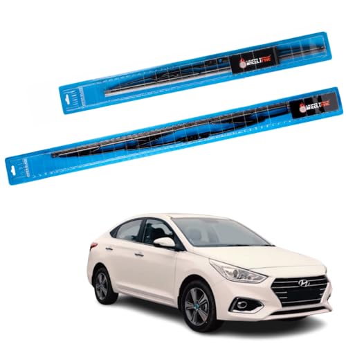 Image of Windshield Car Wiper Blades Metal Frame Water Repellant Cleaning Wiper Blades Refills Best for Hyundai Verna (Hc) (2017 Onwards) Dr 21 inch /Pa 19 inch