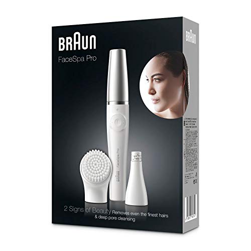 Braun FaceSpa Pro Beauty Set mit Gesichtsepilierer Damen / Damenbart Entferner, Gesichtsreinigungsbürste, Aufsatz, Haarentfernung und Reinigung, SE910, weiß/silber - Image 7