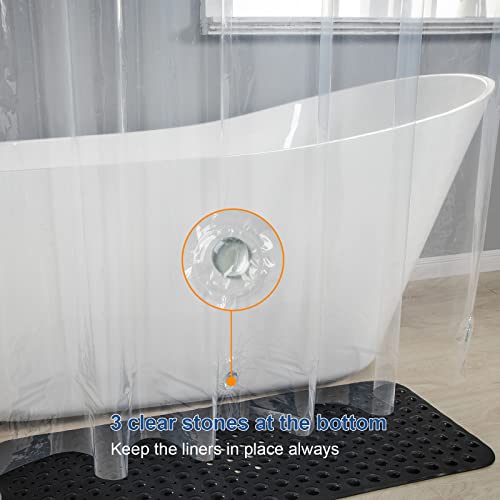 Amazerbath 2 Pack Clear Shower Curtain Liners, 72 X 65 Inches Peva 3G Plastic Shower Curtains With Heavy Duty Stones And 12 Grommet Holes, Extra Long Waterproof Plastic Liners- Clear #TOP2