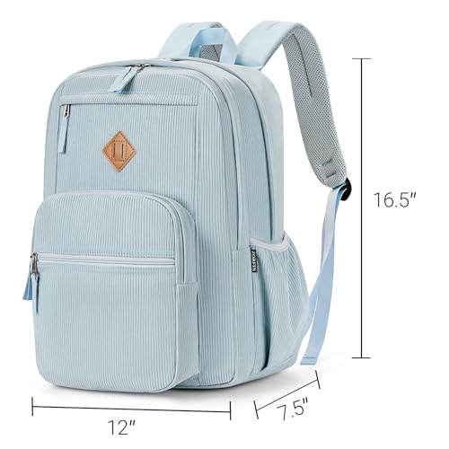 Image of ZORFIN 26L Backpack for College, and Travel: Corduroy Bookbag - Sky Blue