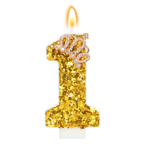 Gold Birthday Candle Crown Number 1