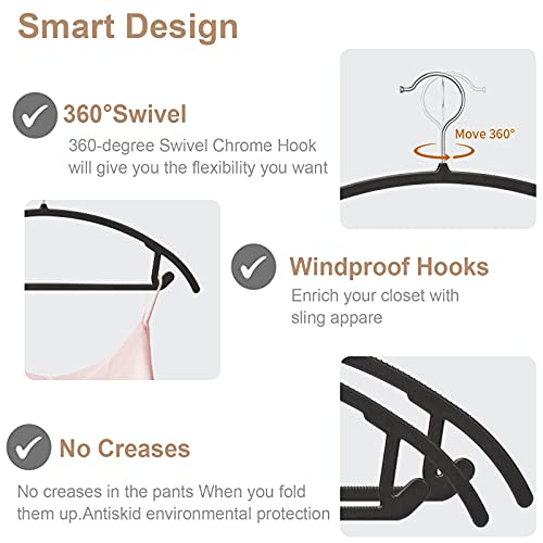 Timmy HUXING-50PCS-B Plastic Hangers 50Pack No Shoulder Bump Suit Hangers - Chrome Hooks,Non Slip Space Saving Clothes Hangers, Heavyduty,Rounded Hangers For Sweaters,Coat,Jackets,Pants,Shirts,Dresses Black Hangers thumb #2