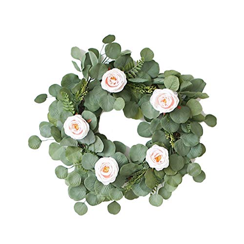 Couronne d'eucalyptus artificielle 19,6 pouces pour décoration murale d'été et automne