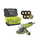 meuleuse ryobi 125mm rag800  Meuleuse RYOBI d\'angle 1010W 125mm - 1 coffret de rangement RAG1010-125TA6