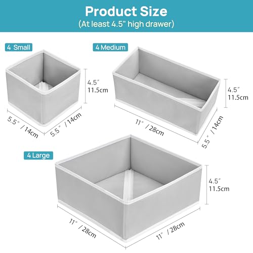 Vtopmart 12 Pack Drawer Organiser Foldable Box - Drawer Dividers Fabric - Wardrobe Storage Organiser for Bras - Underwear, Socks, Baby Clothing