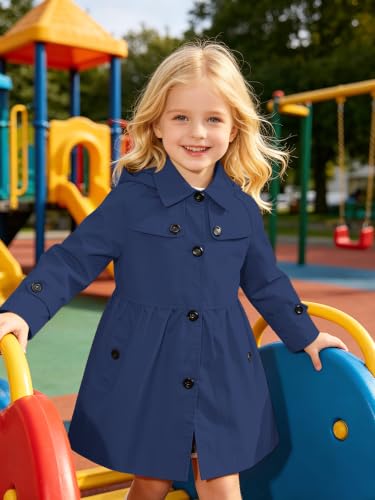 Image of Cromoncent Girl's Rain Jackets Waterproof Hoodie Trench Coat Cute Dress Coat Outerwear, 3-12 Years