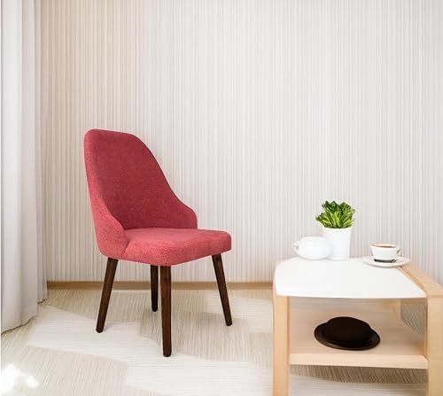 Image of DaneWood Wooden Upholstered Dining Chair | Single Accent Chair for Living /Drawing Room, Bedroom & Office | Upholstery Barrel Arm Chairs with Velvet Fabric, Sheesham Wood Legs, Rose Dust, Height 37.5 inch