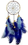 Rooh Dream Catcher ~ Blue Brass ~Handmade Hangings for Positivity (Used as Home Decor Accents, Wall Hangings, Garden, Car, Outdoor, Bedroom, Key Chain, Meditation Room, Yoga Temple, Windchime) (Blue)