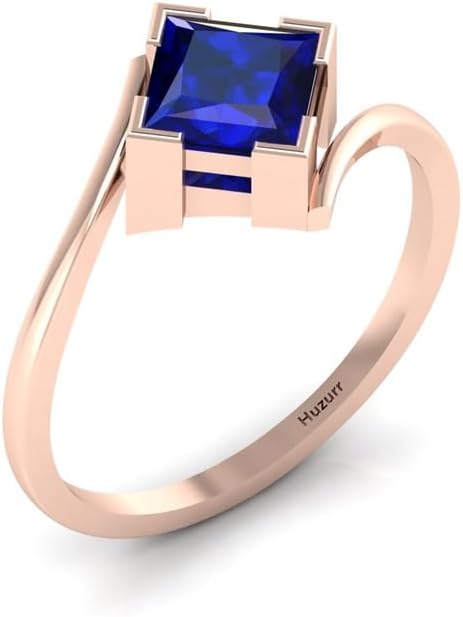 Natural Blue Sapphire Rings, 14K Gold Rings for Women - Real 925 Sterling Silver Rings, Style Solitaire Ring, Dainty Minimalist Trendy Jewelry Gifts (Anillos Para Mujer)