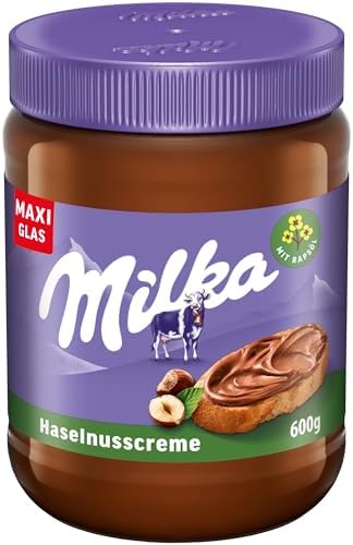 Milka Haselnusscreme Schokoladenaufstrich, 600 g | Genießen Sie die cremige Haselnusscreme mit Alpenmilch für einen geschmeidigen Aufstrich, perfekt für Toast oder Desserts
