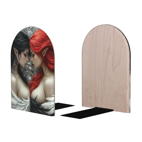 Serre-livres design moderne Red and Black Goddess en métal robuste pour intérieurs raffinés - 3