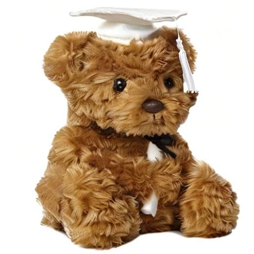 Aurora® Commemorative Graduation Wagner Bear Stuffed Animal - Soft Keepsake for Graduates - A Gift of Affection to Express Congratulations - White Cap 7 Inches