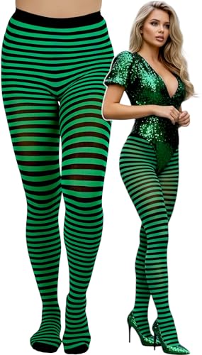 Image of ToBeInStyle Women's Thin Horizontal Stripe Opaque Tights Pantyhose - Regular or Plus