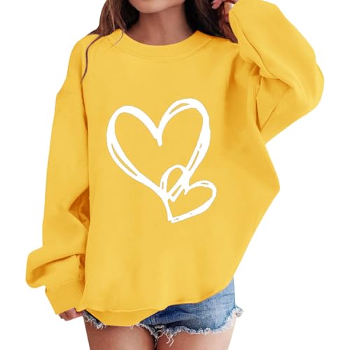 Girls Preppy Heart Oversized Sweatshirt for Kids