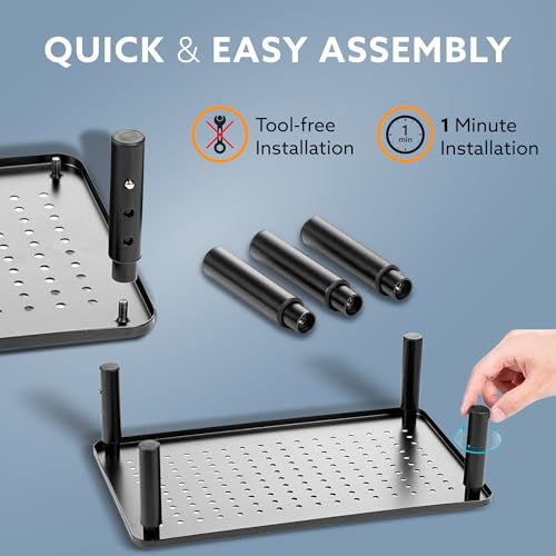 Image of AGARO Monitor Stand for Desk, Laptop Stand & PC Riser, 3-Level Height Adjustable, Compatible with 24 inch, 27 inch, 29 inch & 32 inch Monitors, Laptop, CPU, Printer, Heavy-Duty Steel with Anti-Skid Pads, Black
